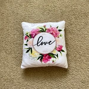 “Love” floral throw pillow